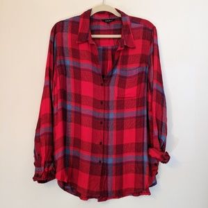 Lucky Brand Plaid Oversize Button Down Large
